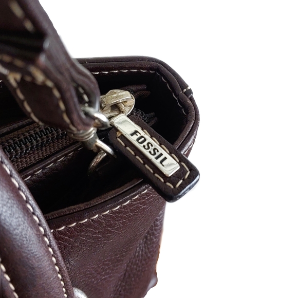 Fossil Lightly Pebbled Brown Leather Crossbody/Shoulder Bag - Picture 3 of 10